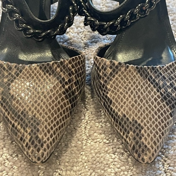 Coach Garland Snake Print Chain Detail Slingback Kitten Heel, Black-Brown, 7B - Picture 3 of 15